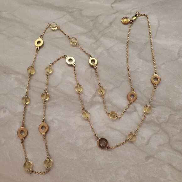 J. Crew Jewelry - ✨ J.Crew Necklace Gold Yellow Beaded Faceted Station Disk Long Layer